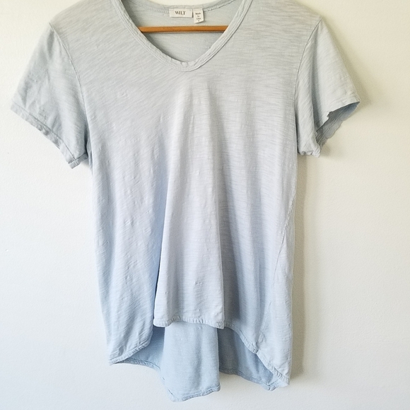 WILT Slub Cotton Powder Blue Asemetrical Relaxed Fit Shirt Top Small - Picture 4 of 9